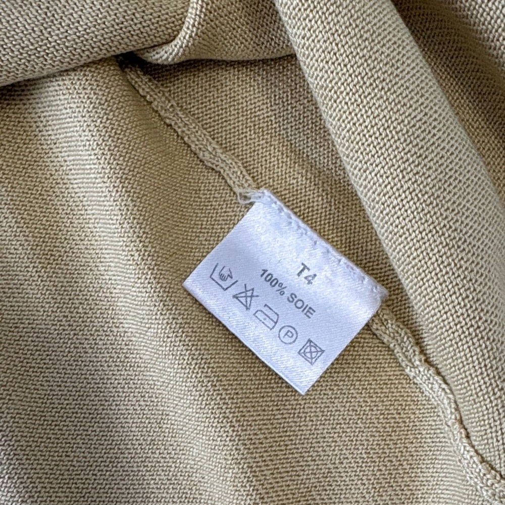 Light Yellow Ruffled Hem Knit Silk Top - Picture 7 of 7